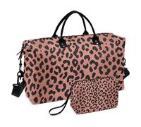 Gym Duffel Set Two Piecing Combo Wave Quilted Trolley Sleeve Versatile Short Journey Terracotta Leopard
