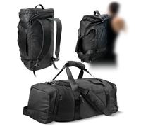 Gym Duffle Bag Backpack - 45L | 60L - Heavy Duty Gym Bag for Men/Women with Shoe Compartment - Multiple Pockets & Straps - Water Resistant Weekender Bag for Workout & Travel, Black, 45 Liter - Gym