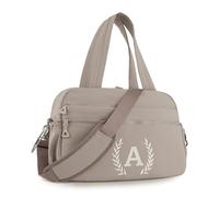 Gym Duffle Bag for Women - Embroidered Custom Initial Sports Bag for Men - Personalized Travel & Workout Duffel with Luggage Sleeve - Thoughtful Gift for Mom, Girl, Daughter, Mother, Camel, A