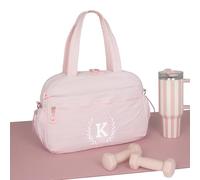 Gym Duffle Bag for Women - Embroidered Custom Initial Sports Bag for Men - Personalized Travel & Workout Duffel with Luggage Sleeve - Thoughtful Gift for Mom, Girl, Daughter, Mother, Pink, K