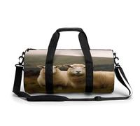 Gym Duffle Bag,Two White Sheep Print Sport Gym Bag,cylindrical Fitness Bag,duffle Travel Bag for Men Women, style, 17.7in/9in/9in, Modern