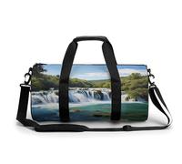 Gym Duffle Bag,Waterfalls on Krka River Print Sport Gym Bag,cylindrical Fitness Bag,duffle Travel Bag for Men Women, style, 17.7in/9in/9in, Modern