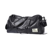 Gym Duffle Bag Waterproof PU Leather Large Sports Bags Travel Duffel Bags with Shoes Compartment Wet Bag Carry-on Holdall Weekender Overnight Bag Men Women