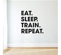 Gym Eat Sleep Train Repeat Wall Sticker Art Home Decal Mural Vinyl (90cm x 90cm)