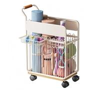 Gym Equipment Storage Rolling Yoga Mat Cart Multi-Compartment Home workout Organizer with Wheels Dumbbell Sports Rack Slim Fitness Gear Bin Side Hooks