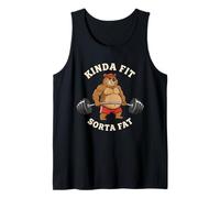 Gym Fit Shirt Funny Bear Kinda Fit Sorta Fat Powerlifting Tank Top