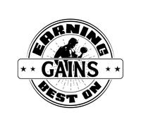 Gym Fitness Design Earning Gains Best on Wall Vinyl Sticker Decor 41x48.5cm Store Decoration Black