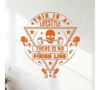 Gym Fitness Design This is a Lifestyle There ts no Finish line Fine Carving Decals Removable Without Leaving Glue 35x39.1cm Orange