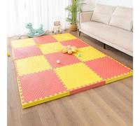 Gym Flooring Mat, EVA Foam Exercise Mats, Interlocking Puzzle EVA Floor Tiles with Edges Non-Slip Sport Matting, Playpen Pad for Crawling/Development(Red/Yellow)