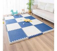 Gym Flooring Mat, EVA Foam Exercise Mats, Interlocking Puzzle EVA Floor Tiles with Edges Non-Slip Sport Matting, Playpen Pad for Crawling/Development(Navy Blue/White)