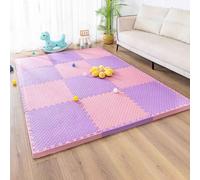 Gym Flooring Mat, EVA Foam Exercise Mats, Interlocking Puzzle EVA Floor Tiles with Edges Non-Slip Sport Matting, Playpen Pad for Crawling/Development(Pink/Purple)