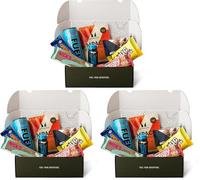 Gym Gift Snack Box- Protein Hamper Gift for Gym Lovers - 8 Essential Items Including Protein Bars, Powder, Cookie, Flapjack, Energy Drink. High Protein Selection Box (Pack of 3)