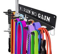 Gym Home Rack 10 Hook Heavy-Duty Wall-mounted Organizer Multi-Purpose Workout Gear Wall Hanger Storage for Resistance Bands, Jump Ropes, Lifting Belt, Fitness Bands, Barbells Carabiners Included