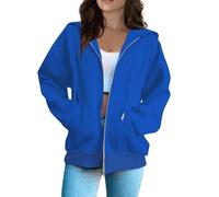 Gym Hoodie Women, Women Full Zip Hoodie Jacket Ladies Long Sleeve Plain Hooded Sweatshirts Basic Lightweight Sports Running Coat Tops with Pockets 30th Birthday Gifts for Women,Royal Blue,XXL,U69K