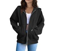 Gym Hoodie Women, Womens Plain Zip Up Hoodie Ladies Hoody Soft Casual Hooded Sweatshirt Top Long Sleeve Jacket Jumper Personalised Gifts,Black,S,U12K
