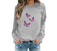 Gym Hoodie Women Zip Up Hoodie 30Th Birthday Gifts for Women Autumn Winter Holidays Women's Butterfly Print Casual Fashion Sweatshirt Top (Grey-5, XXXL) Discounted Items for Sale