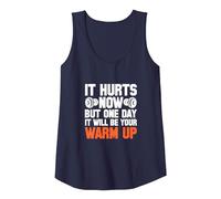 Gym It Hurts Now But One Day It Will Be Your Warm Up Tank Top, Women, Navy Blue, Medium