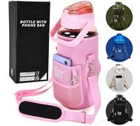 Gym Keg 2.2L Water Bottle Carrier with Shoulder Strap - Includes Phone Holder - Leak Proof - Bottle Holder Bag - Large Capacity - Gym Water Bottle with Sleeve for Active Lifestyle - Cherry Blosson