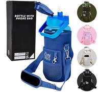 Gym Keg 2.2L Water Bottle Carrier with Shoulder Strap - Includes Phone Holder - Leak Proof - Bottle Holder Bag - Large Capacity - Gym Water Bottle with Sleeve for Active Lifestyle - Classic Blue