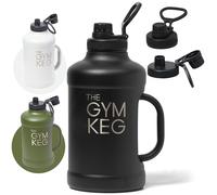 Gym Keg Insulated Metal Water Bottle - 2L Large Capacity - Keeps Cold for 24 Hours and Warm for 12 Hours - Stainless Steel - Wide Mouth Design - Odor Resistant - Ideal for Gym and Outdoor - Black