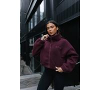 GYM KING Women's Cropped Borg Full Zip Burgundy | Size: 14 Gym King Burgundy 14