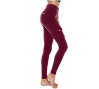 Gym Leggings for Women High Waisted Tummy Control Butt Lifting Leggings with Flap Pockets Compression Activewear Pants Running Walking Gym Tights for Fitness Wine, XXL