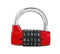 Gym Locker Lock, Word Combination Lock, 5 Letter Heavy Duty Alloy Padlock Password Sturdy Security Easy to Set Your Own Keyless Resettable Combo for School gate Fence Toolbox (Red)