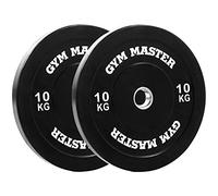 GYM MASTER Pair of 2" Black Rubber Bumper Plates for Olympic Barbell Weight Lifting