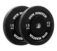 GYM MASTER 2" Black Rubber Bumper Plates for Olympic Barbell Weight Lifting - 2 x 15kg (30kg)