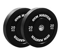 GYM MASTER 2" Black Rubber Bumper Plates for Olympic Barbell Weight Lifting - 2 x 20kg (40kg)