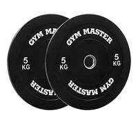 GYM MASTER 2" Black Rubber Bumper Plates for Olympic Barbell Weight Lifting - 2 x 5kg (10kg)