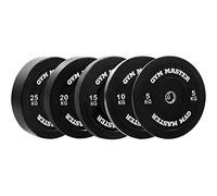 GYM MASTER 2" Black Rubber Bumper Plates for Olympic Barbell Weight Lifting - Full Set (150kg)