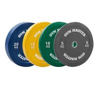 GYM MASTER 2" Coloured Rubber Bumper Plates for Olympic Barbell Weight Lifting - Full Set (100kg)