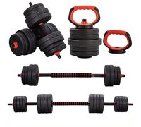 GYM MASTER 6 in 1 Adjustable Dumbbell Barbell Weight Lifting Bar and Kettlebell Four Training Modes Set - 30kg