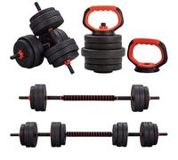 GYM MASTER 6 in 1 Adjustable Dumbbell Barbell Weight Lifting Bar and Kettlebell Four Training Modes Set - 25kg