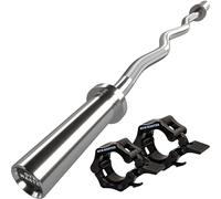 GYM MASTER EZ Curl Bar Olympic 2" Barbell for Bicep Curls and Weight Lifting - With Clamp Collars