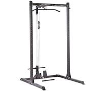 GYM MASTER GM2 Half Power Rack Squat Cage with Optional Cable Pulley System, Weight Storage and Spotters - GM2 Half Rack + Cable Pulley System