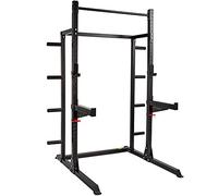 GYM MASTER GM2 Half Power Rack Squat Cage with Optional Cable Pulley System, Weight Storage and Spotters - GM2 Half Rack+Storage+Spotters