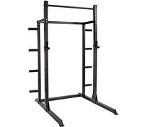 GYM MASTER GM2 Half Power Rack Squat Cage with Optional Cable Pulley System, Weight Storage and Spotters - GM2 Half Rack+Storage System