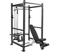 GYM MASTER GM3 Power Rack Squat Cage with Dual Cable System and Bench