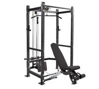 GYM MASTER GM3 Power Rack Squat Cage with Dual Cable System and Bench