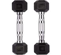 GYM MASTER Hex Dumbbells - Rubber Encased Cast Iron Hand Weights and Optional 3 Tier Rack - Pair of 01KG (2KG Total)