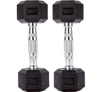 GYM MASTER Hex Dumbbells - Rubber Encased Cast Iron Hand Weights and Optional 3 Tier Rack - Pair of 02.5KG (5KG Total)
