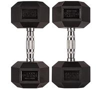 GYM MASTER Hex Dumbbells - Rubber Encased Cast Iron Hand Weights and Optional 3 Tier Rack