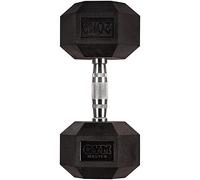 GYM MASTER Hex Dumbbells - Rubber Encased Cast Iron Hand Weights and Optional 3 Tier Rack - Single 20KG