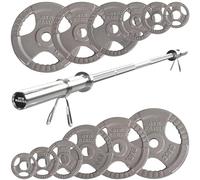 GYM MASTER Olympic Bar and Cast Iron Weight Plates Set - 5ft barbell
