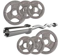 GYM MASTER Olympic Curl Bar and Cast Iron Weight Plate Set - 20kg