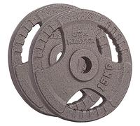 GYM MASTER Pair of Tri Grip 2" Olympic Weight Plates in Cast Iron - 15kg