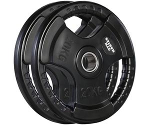 GYM MASTER Rubber Coated 2" Olympic Tri-Grip Weight Plates - 20kg (40kg Total)