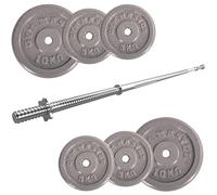 GYM MASTER Standard 6ft Barbell Bundle with 40kg Cast Iron Weight Set (7 Items)